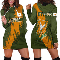 Cyprus Hoodie Dress with Green Orange Brushstroke Design and National Emblem - Wonder Print Shop