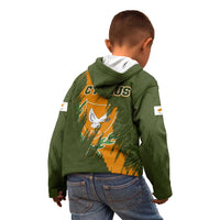 Cyprus Kid Hoodie with Green Orange Brushstroke Design and National Emblem - Wonder Print Shop