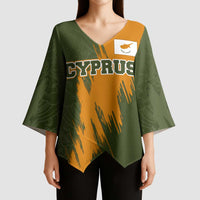 Cyprus Kimono Sleeve Blouse with Green Orange Brushstroke Design and National Emblem - Wonder Print Shop