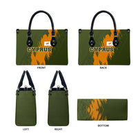 Cyprus Leather Bag with Green Orange Brushstroke Design and National Emblem - Wonder Print Shop