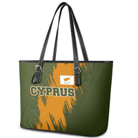 Cyprus Leather Tote Bag with Green Orange Brushstroke Design and National Emblem - Wonder Print Shop