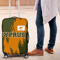 Cyprus Luggage Cover with Green Orange Brushstroke Design and National Emblem - Wonder Print Shop