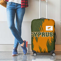 Cyprus Luggage Cover with Green Orange Brushstroke Design and National Emblem - Wonder Print Shop
