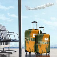 Cyprus Luggage Cover with Green Orange Brushstroke Design and National Emblem - Wonder Print Shop