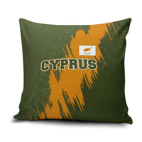 Cyprus Pillow Cover with Green Orange Brushstroke Design and National Emblem - Wonder Print Shop
