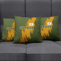 Cyprus Pillow Cover with Green Orange Brushstroke Design and National Emblem - Wonder Print Shop