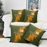 Cyprus Pillow Cover with Green Orange Brushstroke Design and National Emblem - Wonder Print Shop