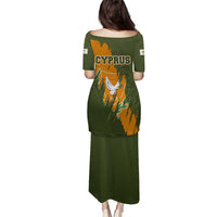 Cyprus Puletasi with Green Orange Brushstroke Design and National Emblem - Wonder Print Shop