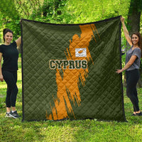 Cyprus Quilt with Green Orange Brushstroke Design and National Emblem - Wonder Print Shop