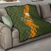 Cyprus Quilt with Green Orange Brushstroke Design and National Emblem - Wonder Print Shop