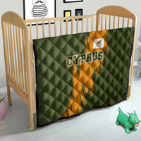 Cyprus Quilt with Green Orange Brushstroke Design and National Emblem - Wonder Print Shop