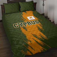Cyprus Quilt Bed Set with Green Orange Brushstroke Design and National Emblem - Wonder Print Shop