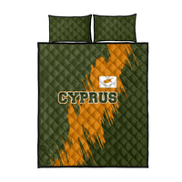 Cyprus Quilt Bed Set with Green Orange Brushstroke Design and National Emblem - Wonder Print Shop