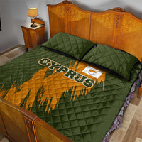 Cyprus Quilt Bed Set with Green Orange Brushstroke Design and National Emblem - Wonder Print Shop