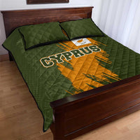 Cyprus Quilt Bed Set with Green Orange Brushstroke Design and National Emblem - Wonder Print Shop