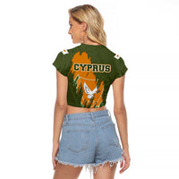 Cyprus Raglan Cropped T Shirt with Green Orange Brushstroke Design and National Emblem - Wonder Print Shop