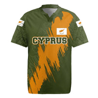Cyprus Rugby Jersey with Green Orange Brushstroke Design and National Emblem - Wonder Print Shop
