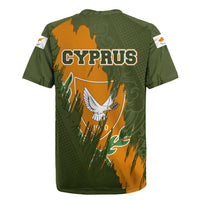 Cyprus Rugby Jersey with Green Orange Brushstroke Design and National Emblem - Wonder Print Shop