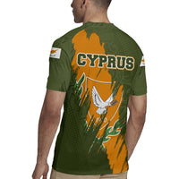 Cyprus Rugby Jersey with Green Orange Brushstroke Design and National Emblem - Wonder Print Shop