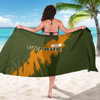 Cyprus Sarong with Green Orange Brushstroke Design and National Emblem - Wonder Print Shop