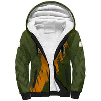 Cyprus Sherpa Hoodie with Green Orange Brushstroke Design and National Emblem - Wonder Print Shop