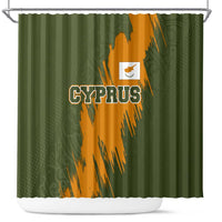 Cyprus Shower Curtain with Green Orange Brushstroke Design and National Emblem - Wonder Print Shop