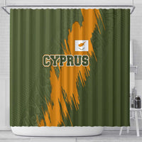 Cyprus Shower Curtain with Green Orange Brushstroke Design and National Emblem - Wonder Print Shop