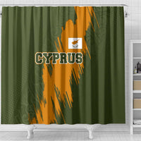 Cyprus Shower Curtain with Green Orange Brushstroke Design and National Emblem - Wonder Print Shop