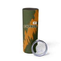 Cyprus Skinny Tumbler with Green Orange Brushstroke Design and National Emblem - Wonder Print Shop