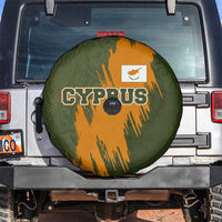 Cyprus Spare Tire Cover with Green Orange Brushstroke Design and National Emblem - Wonder Print Shop