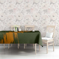 Cyprus Tablecloth with Green Orange Brushstroke Design and National Emblem - Wonder Print Shop