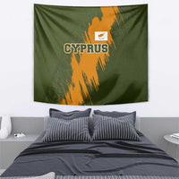 Cyprus Tapestry with Green Orange Brushstroke Design and National Emblem - Wonder Print Shop