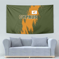 Cyprus Tapestry with Green Orange Brushstroke Design and National Emblem - Wonder Print Shop