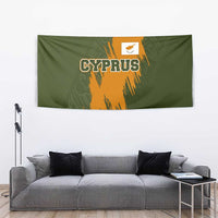 Cyprus Tapestry with Green Orange Brushstroke Design and National Emblem - Wonder Print Shop
