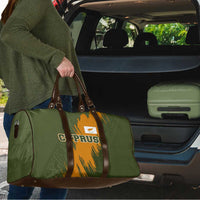 Cyprus Travel Bag with Green Orange Brushstroke Design and National Emblem - Wonder Print Shop