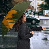 Cyprus Umbrella with Green Orange Brushstroke Design and National Emblem - Wonder Print Shop