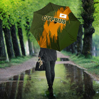 Cyprus Umbrella with Green Orange Brushstroke Design and National Emblem - Wonder Print Shop