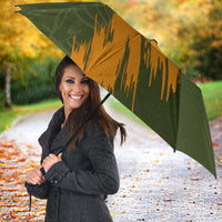 Cyprus Umbrella with Green Orange Brushstroke Design and National Emblem - Wonder Print Shop