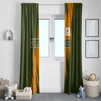 Cyprus Window Curtain with Green Orange Brushstroke Design and National Emblem - Wonder Print Shop