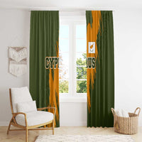 Cyprus Window Curtain with Green Orange Brushstroke Design and National Emblem - Wonder Print Shop