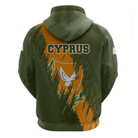 Cyprus Zip Hoodie with Green Orange Brushstroke Design and National Emblem - Wonder Print Shop