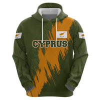 Cyprus Zip Hoodie with Green Orange Brushstroke Design and National Emblem - Wonder Print Shop