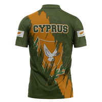 Cyprus Zipper Polo Shirt with Green Orange Brushstroke Design and National Emblem - Wonder Print Shop