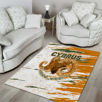 Cyprus Area Rug with Mouflon Illustration Design and National Laurel - Wonder Print Shop