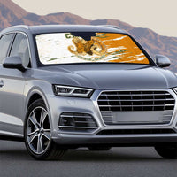 Cyprus Auto Sun Shade with Mouflon Illustration Design and National Laurel - Wonder Print Shop