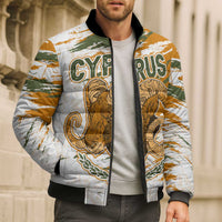 Cyprus Bomber Puffer Jacket with Mouflon Illustration Design and National Laurel - Wonder Print Shop