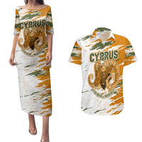 Cyprus Couples Matching Puletasi and Hawaiian Shirt with Mouflon Illustration Design and National Laurel - Wonder Print Shop