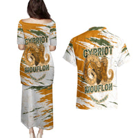Cyprus Couples Matching Puletasi and Hawaiian Shirt with Mouflon Illustration Design and National Laurel - Wonder Print Shop