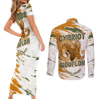 Cyprus Couples Matching Short Sleeve Bodycon Dress and Long Sleeve Button Shirt with Mouflon Illustration Design and National Laurel - Wonder Print Shop
