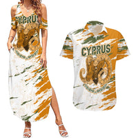 Cyprus Couples Matching Summer Maxi Dress and Hawaiian Shirt with Mouflon Illustration Design and National Laurel - Wonder Print Shop
